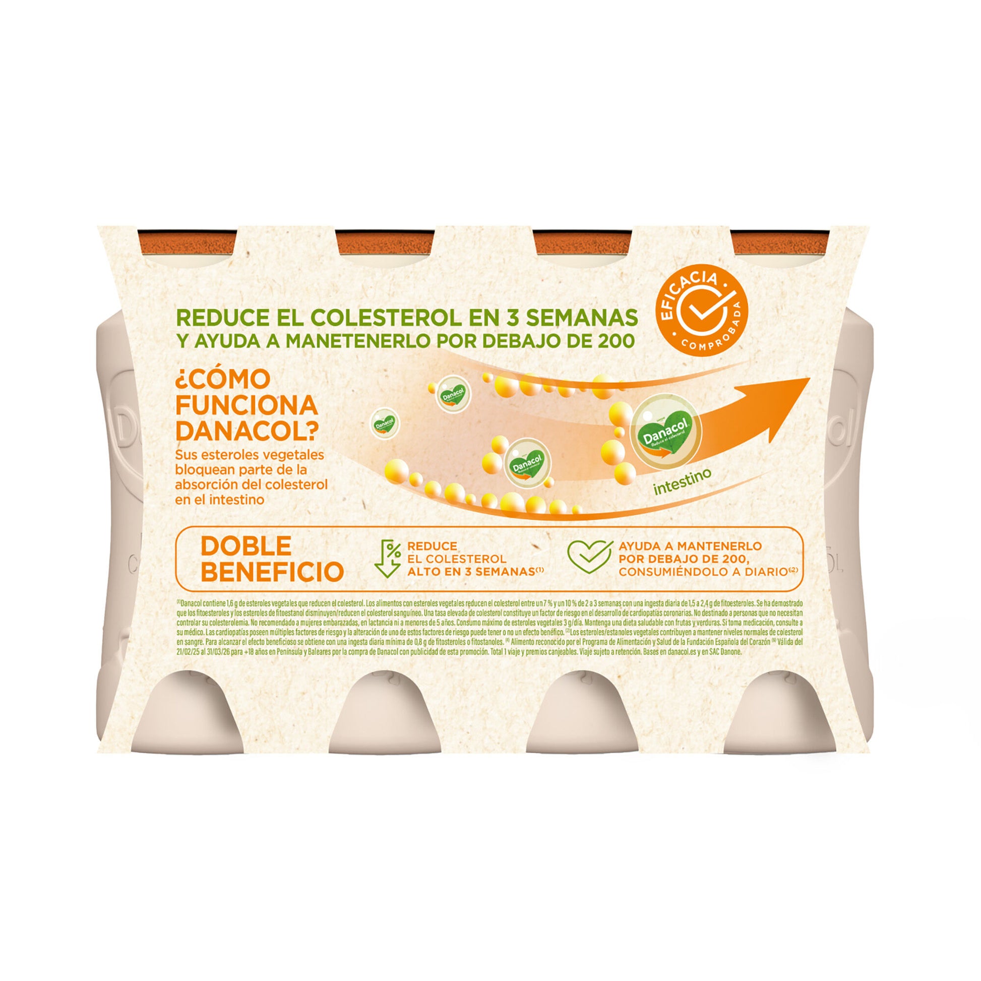 Yogur liquido melocoton danacol Danone p6+2 100g/u