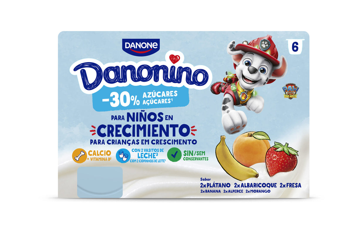 Petit suise fres/plat/albar menos azucares Danonino p6 50g/u