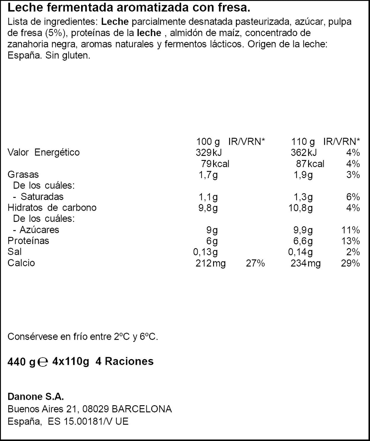 Yogur griego proteina fresa Danone p4 110g/u