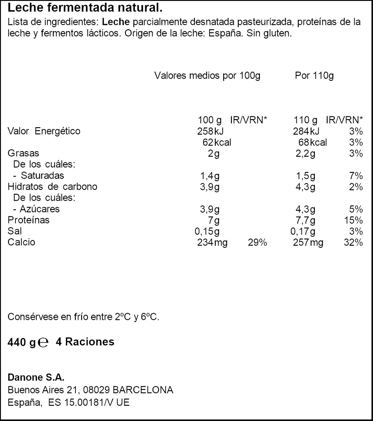 Yogur griego proteina natural Danone p4 110g/u