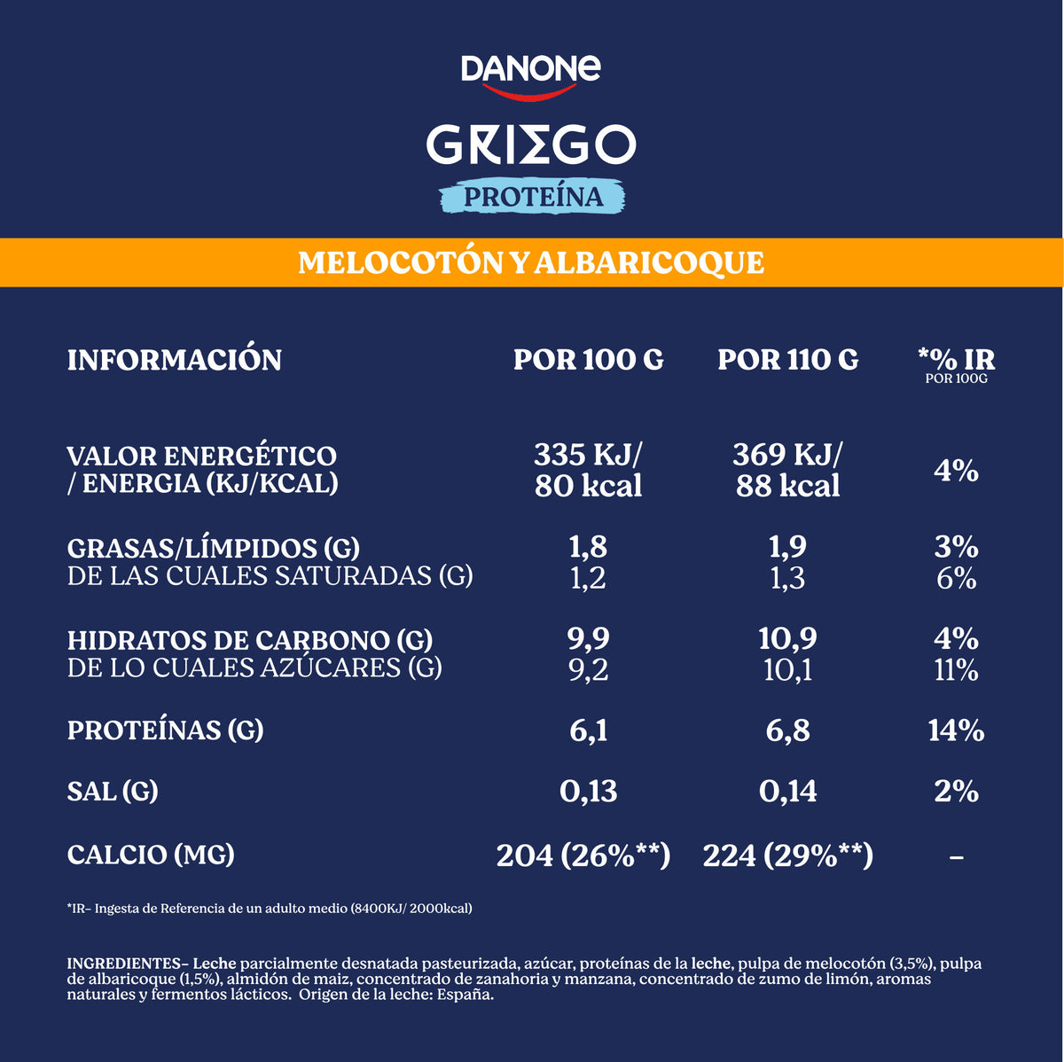 Yogur griego proteina melocoton Danone p4 110g/u