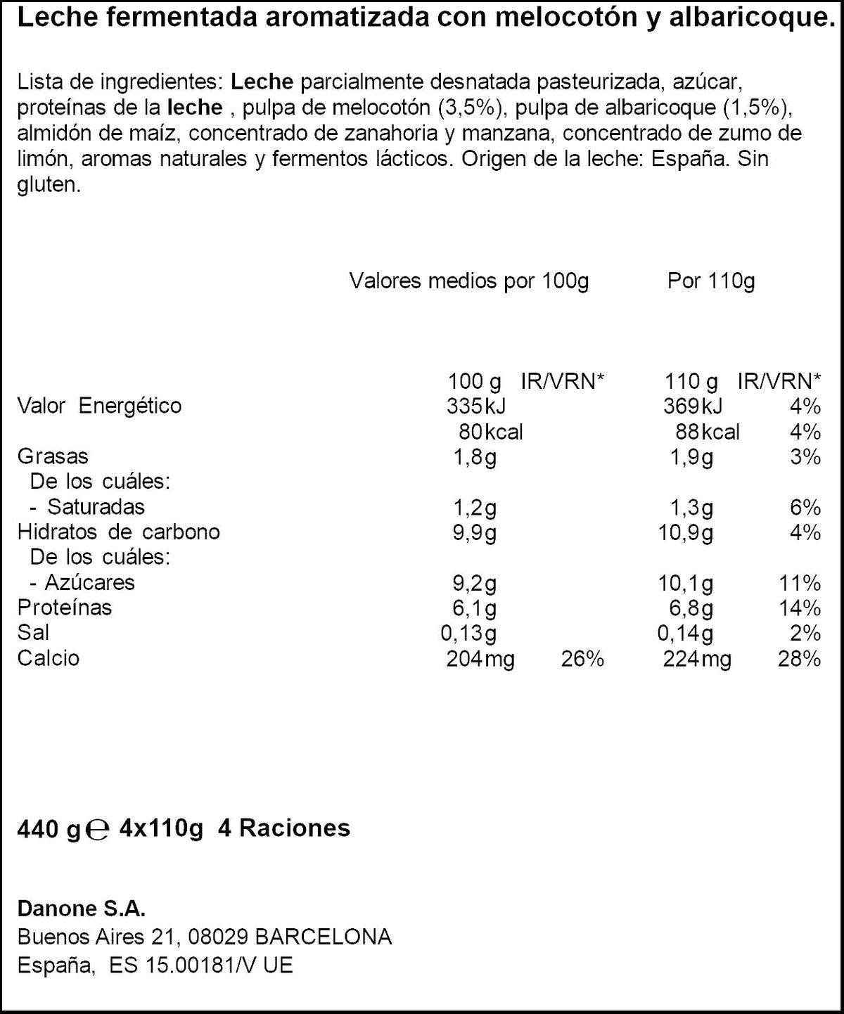 Yogur griego proteina melocoton Danone p4 110g/u