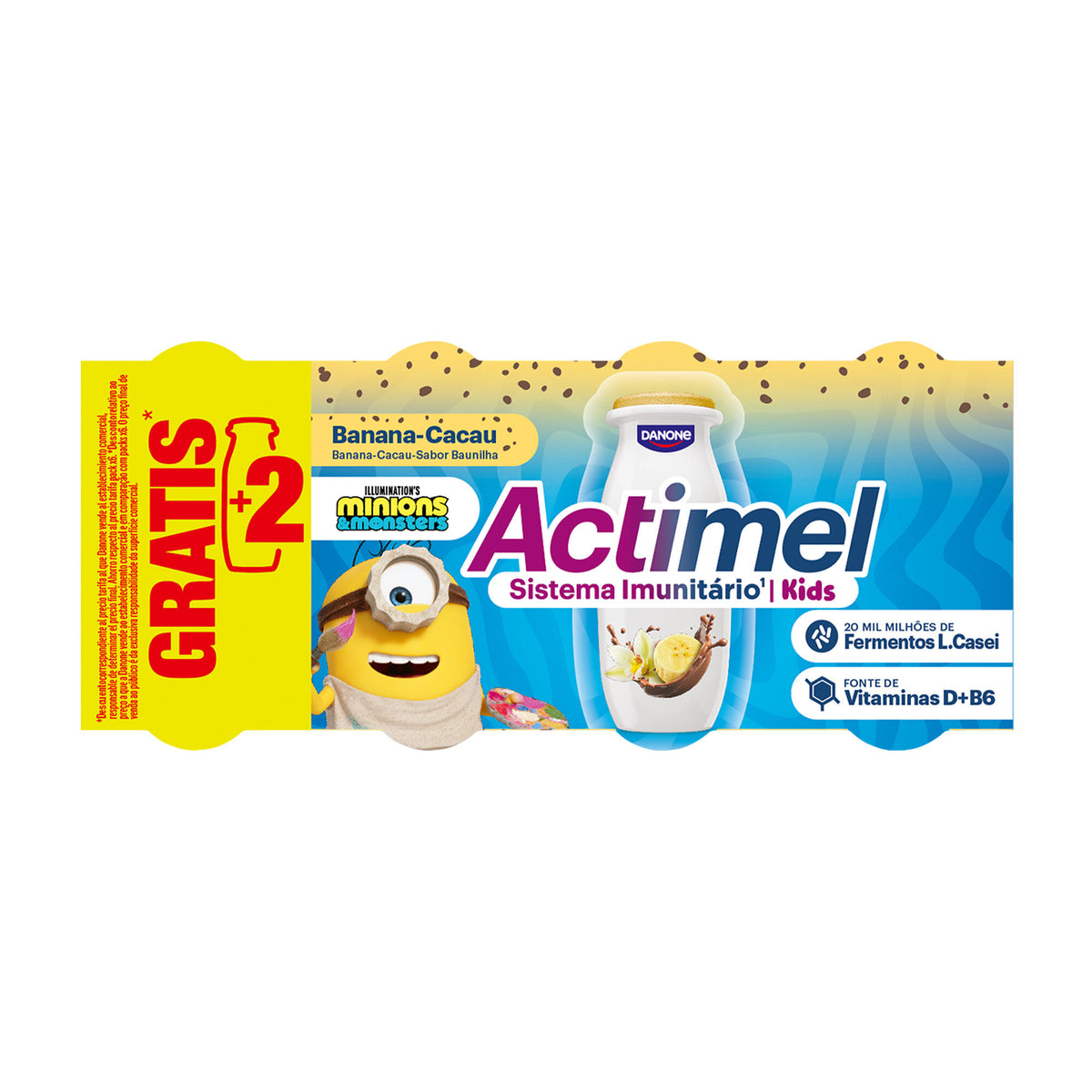 Yogur liquido platano/cacao actimel Danone p6+2 100g/u