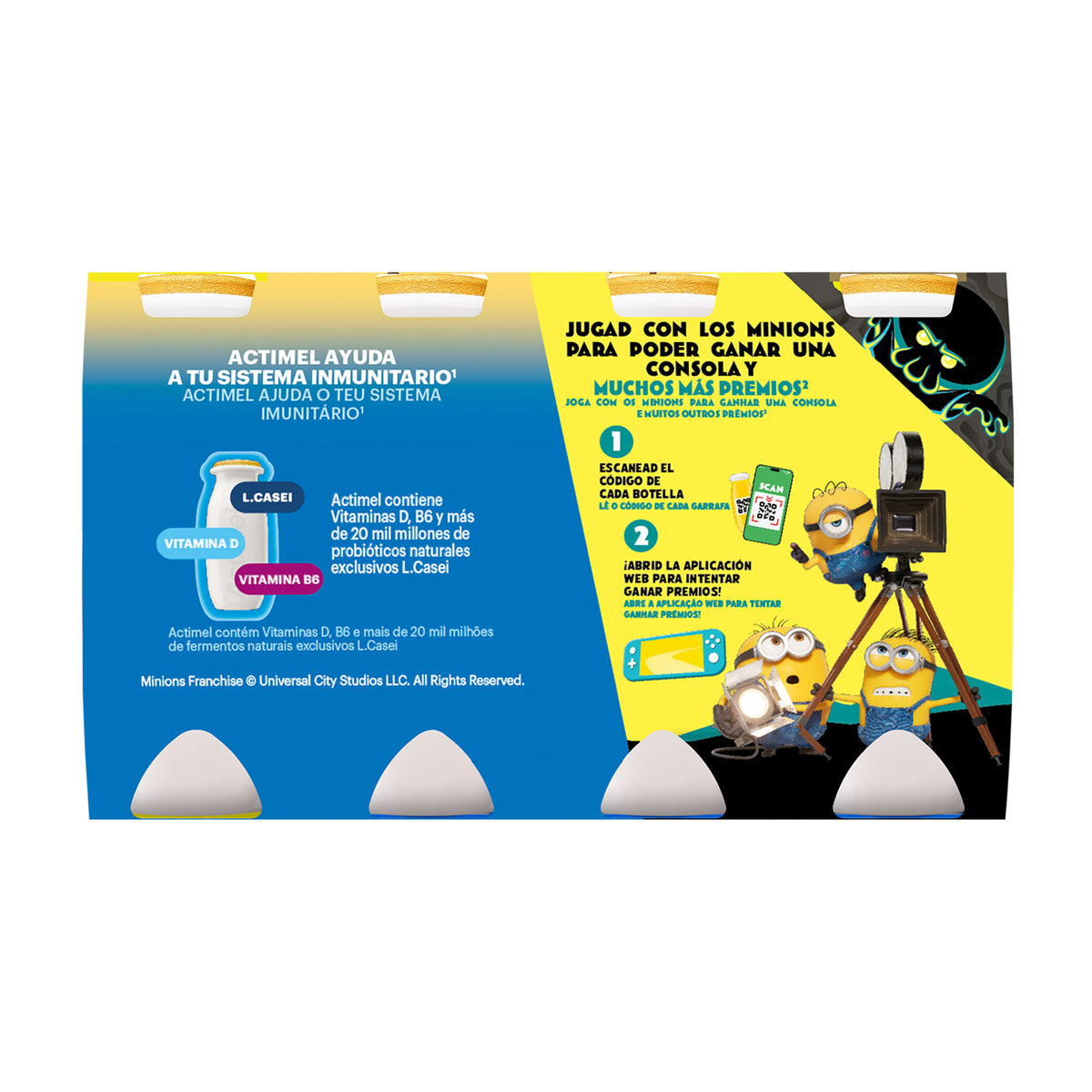 Yogur liquido platano/cacao actimel Danone p6+2 100g/u