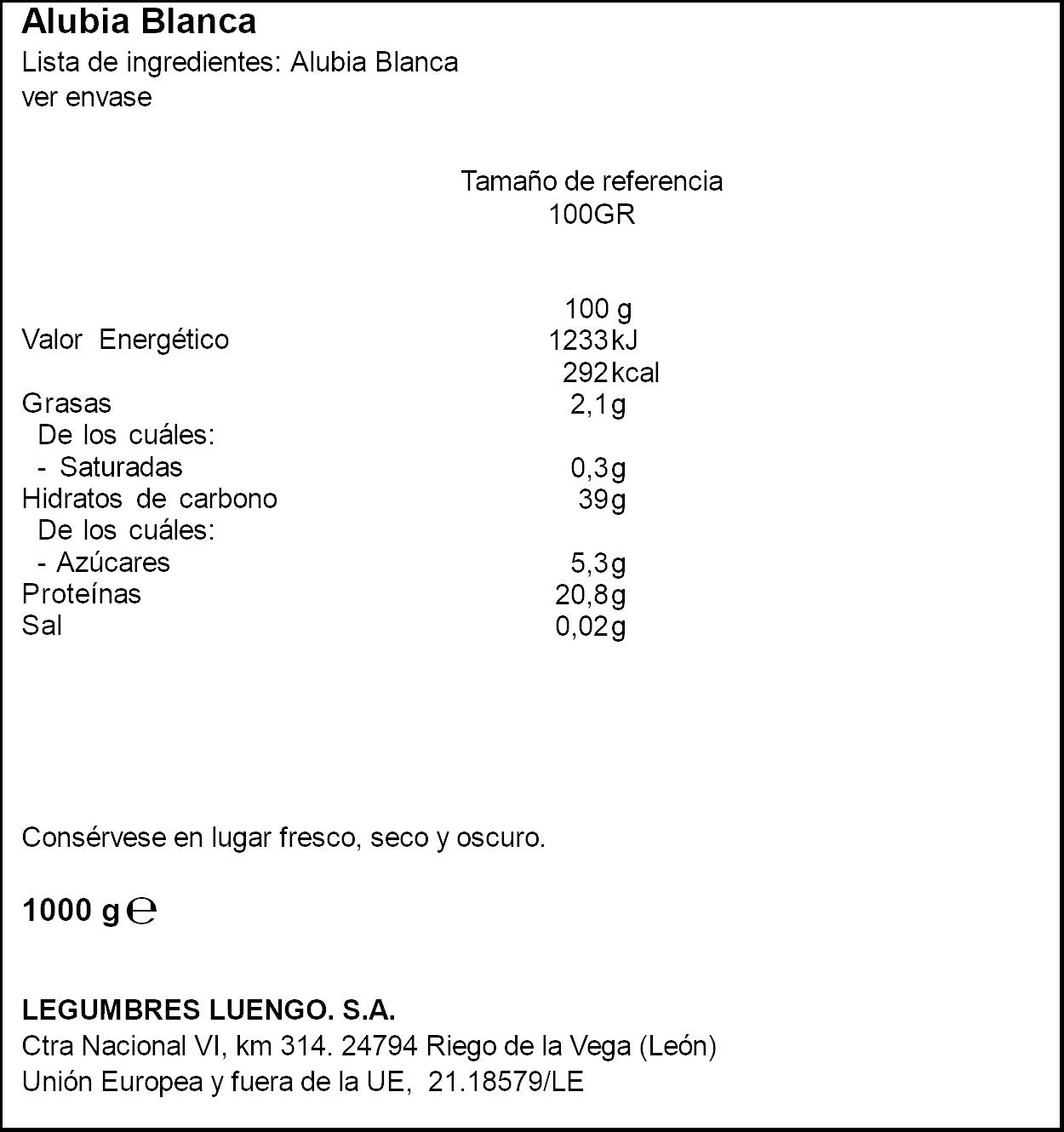 Alubia larga Luengo 1kg