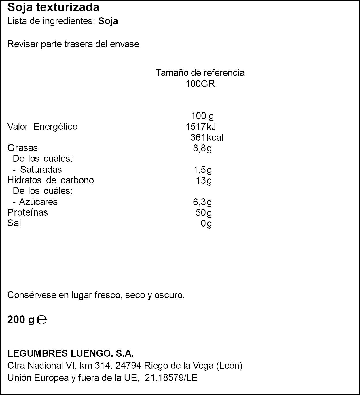 Soja texturizada Luengo bolsa 200g