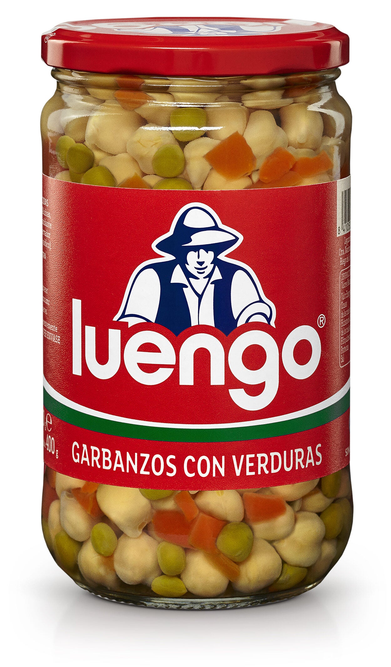 Garbanzos cocidos c/verduras cristal Luengo 400g escur