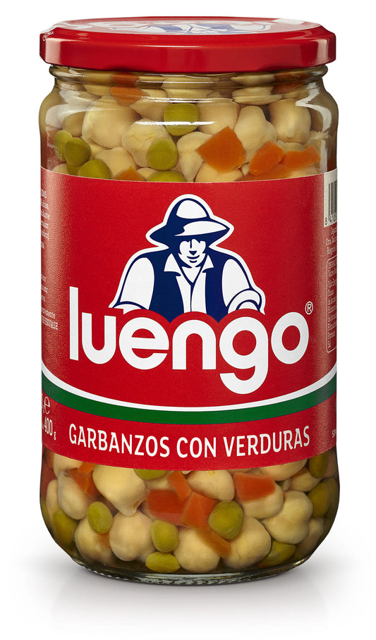 Garbanzos cocidos c/verduras cristal Luengo 400g escur La Despensa