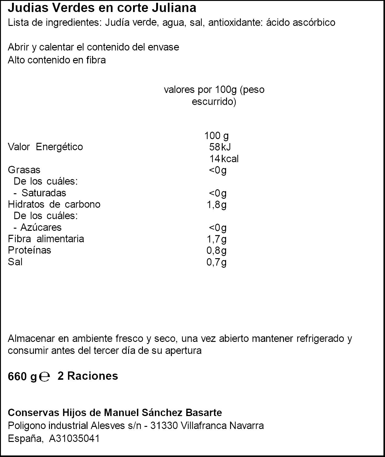 Judía verde tiras cristal Gvtarra 350g escurr