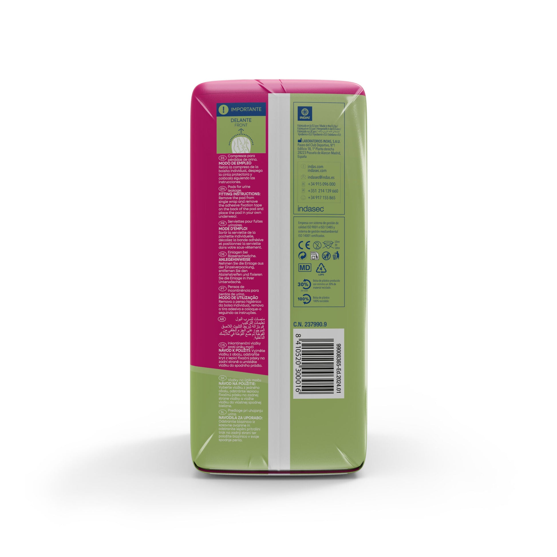 Compresa incontinencia mini Indasec 20u