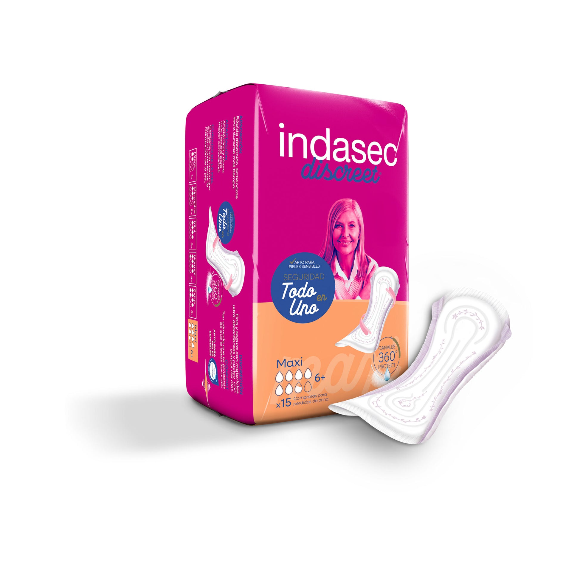Compresa incontinencia maxi Indasec 15u