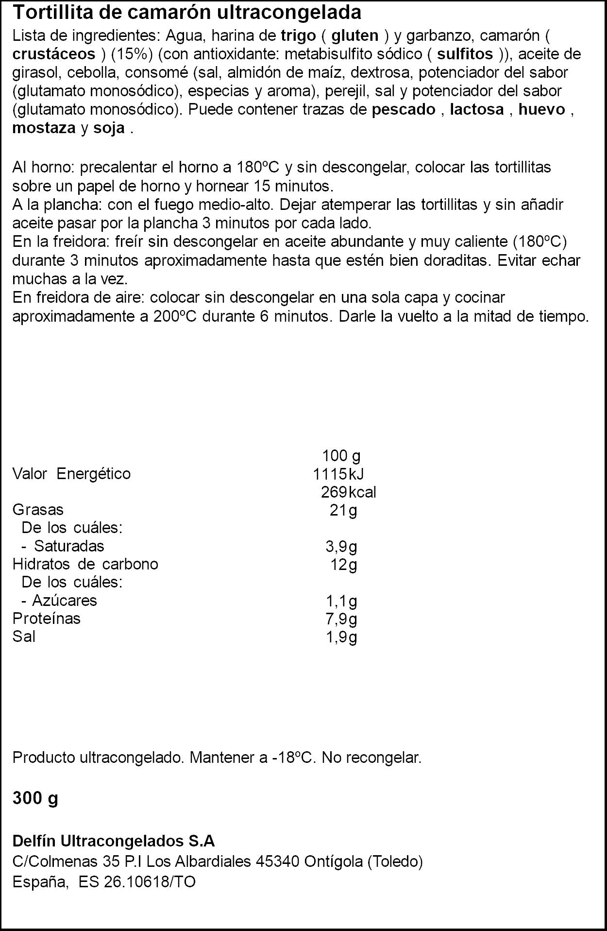 Tortillita camaron  Delfin 300g