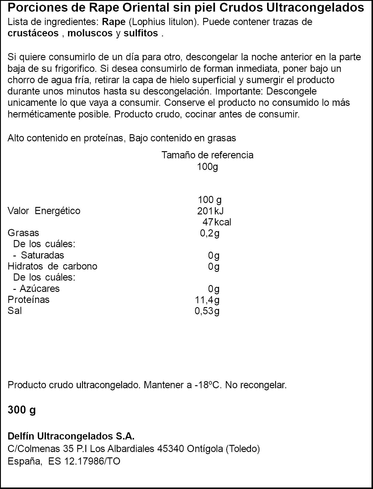 Porciones de rape bolsa Delfin 300g