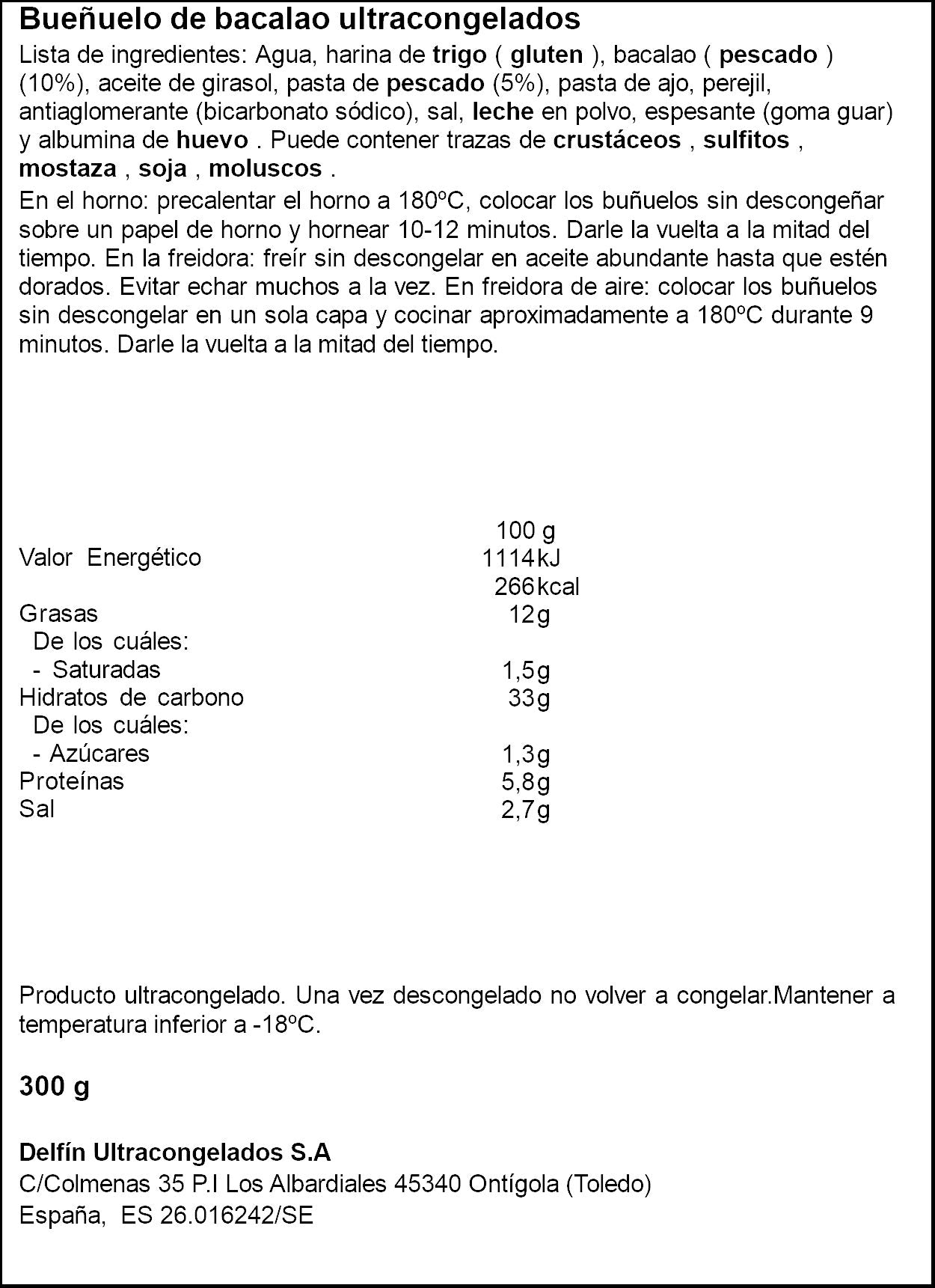 Buñuelos bacalao Delfin 300g