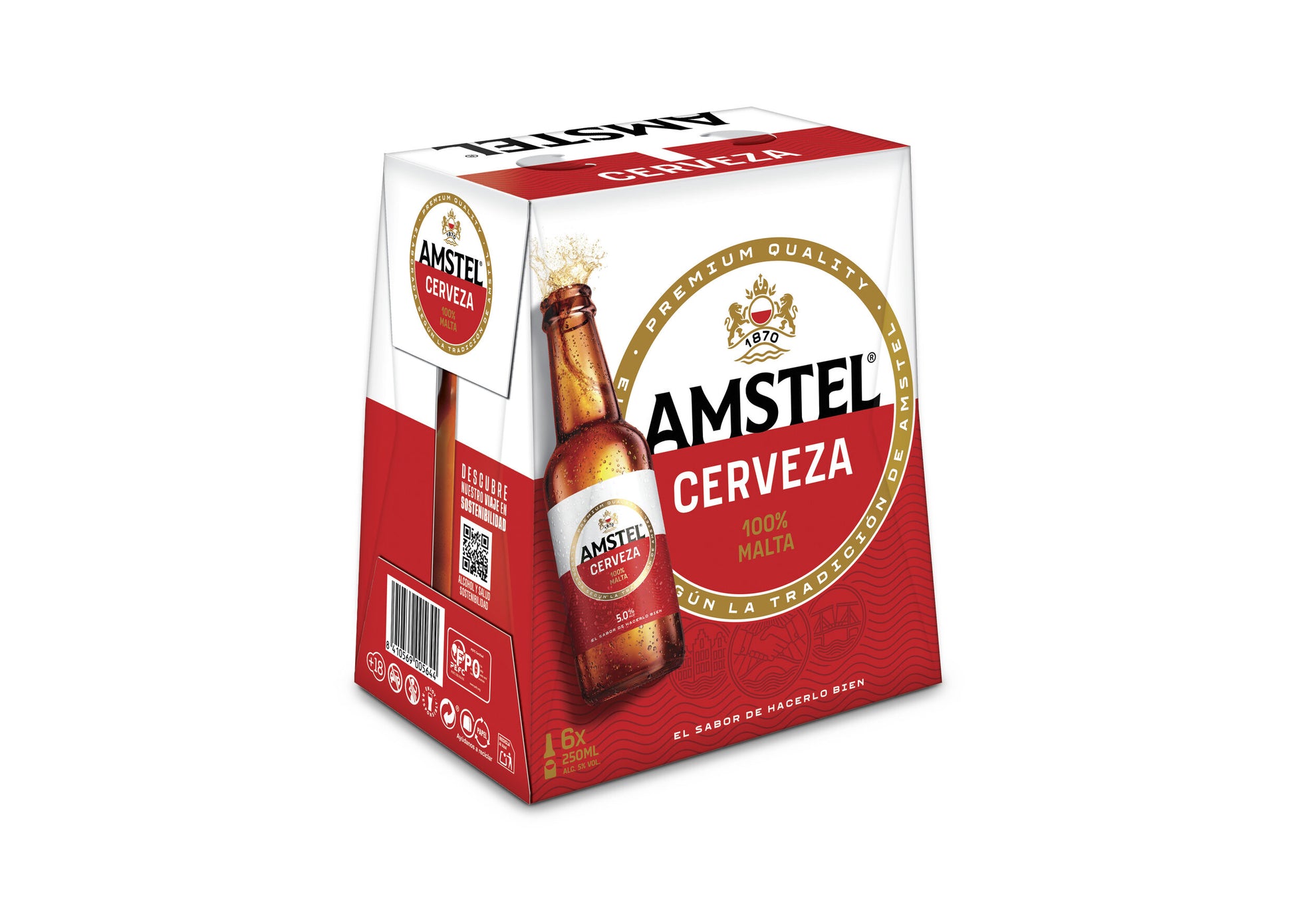 Cerveza pilsen cristal Amstel p6 250ml/u