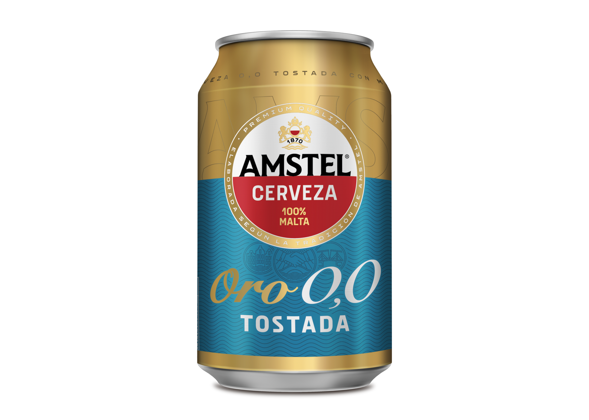 Cerveza tostada 0.0 oro lata Amstel 330ml