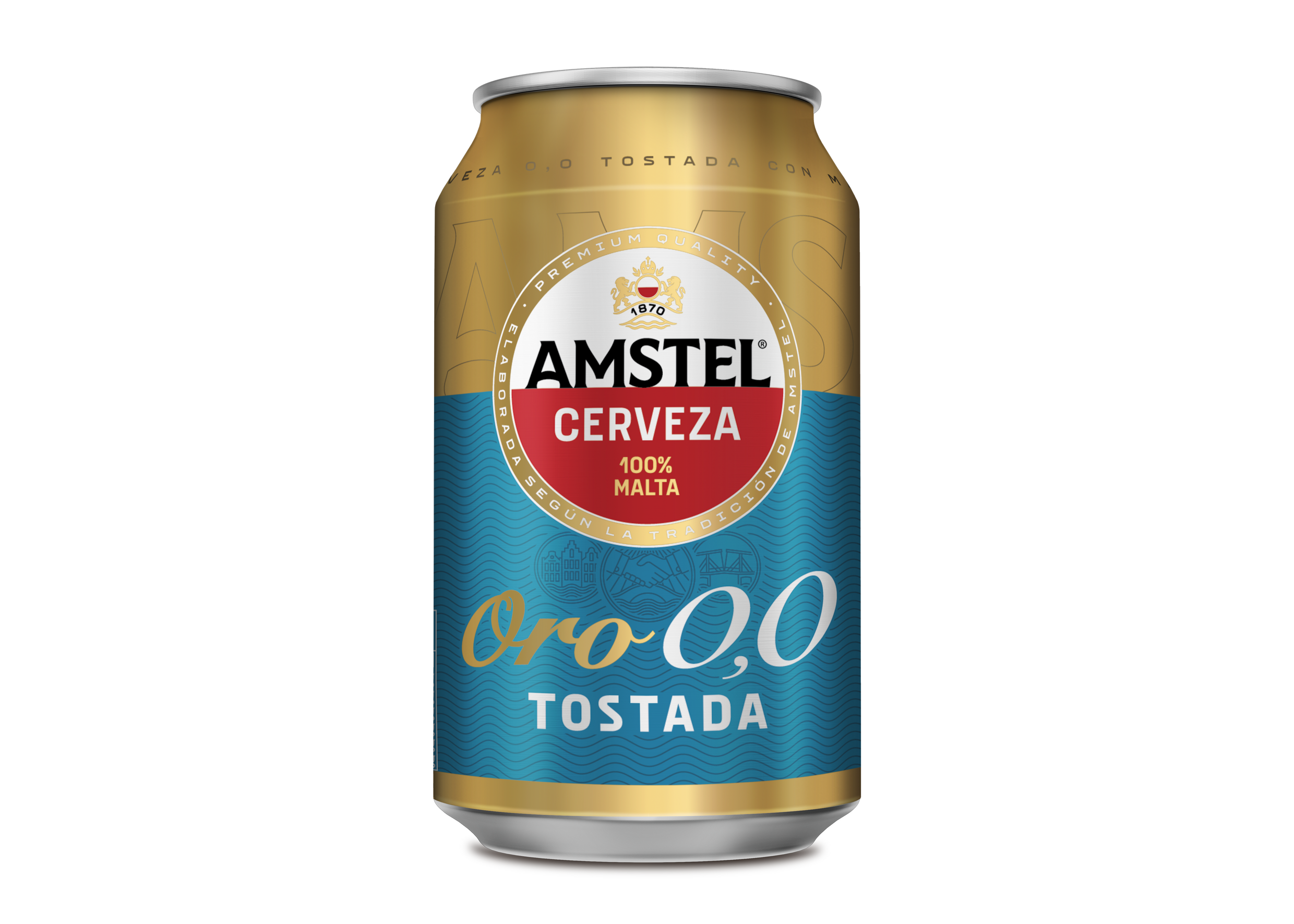 Cerveza tostada 0.0 oro lata Amstel 330ml