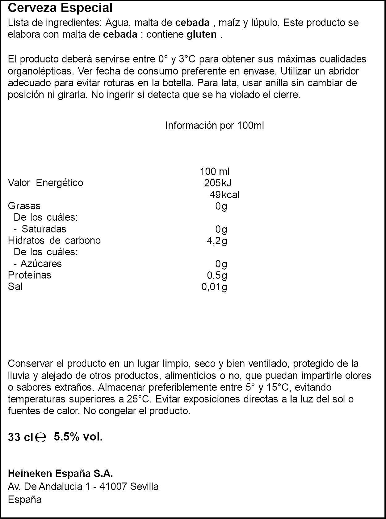 Cerveza sin filtrar cristal Aguila Amstel 330ml