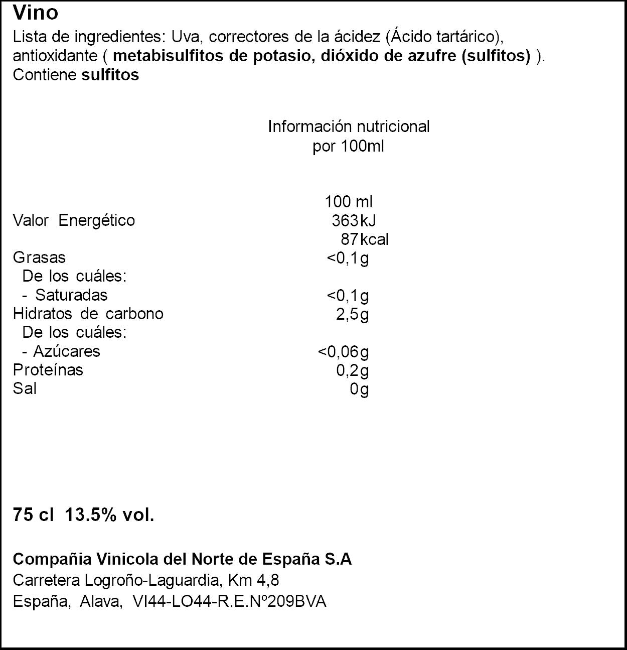 Vino tinto rioja crianza Cune 750ml