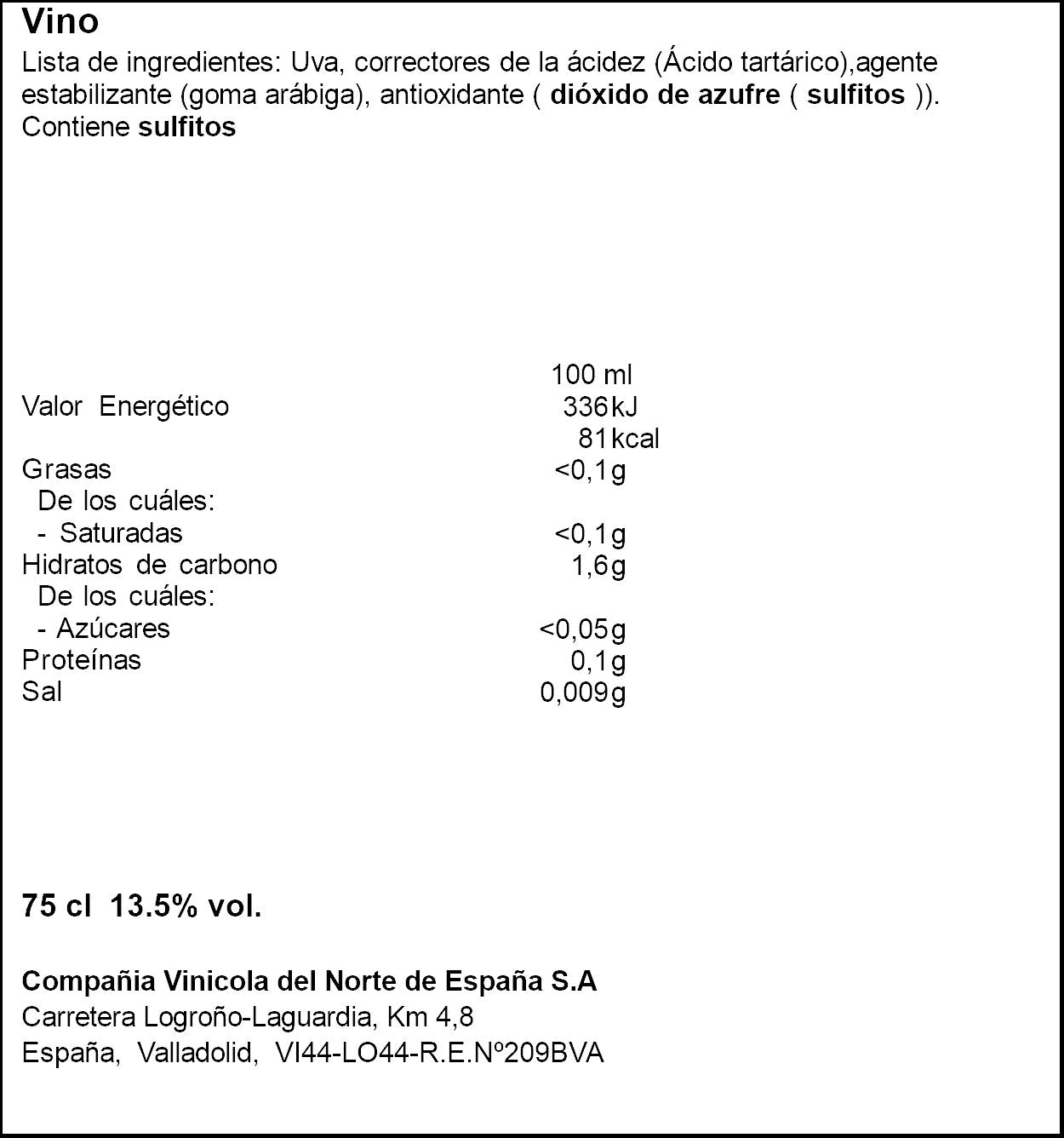 Vino blanco verdejo Cune 750ml