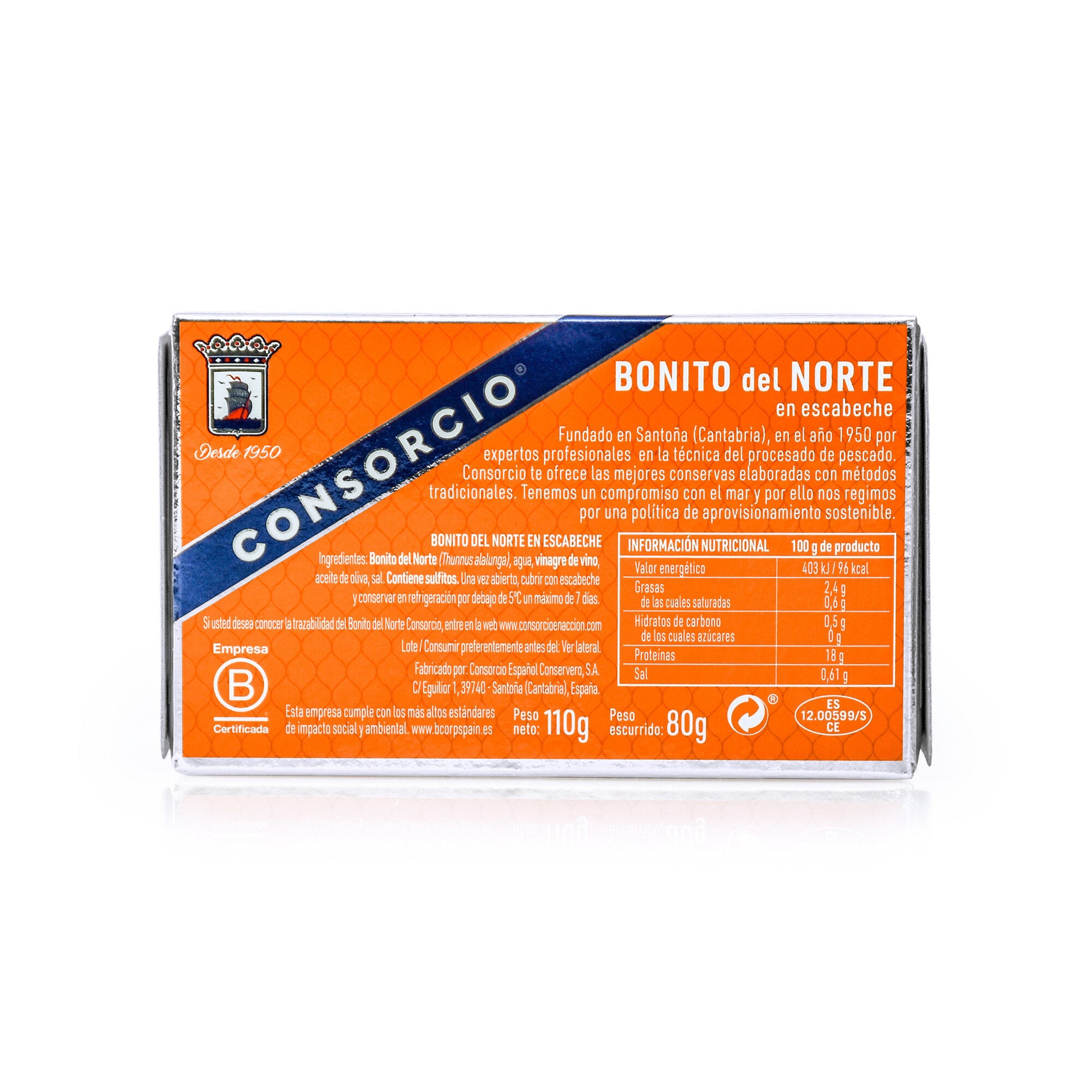 Bonito escabeche ol-120 lata Consorcio 80g escurr