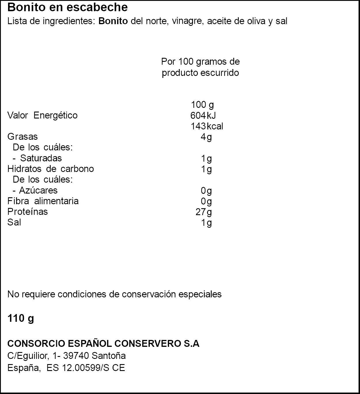 Bonito escabeche ol-120 lata Consorcio 80g escurr