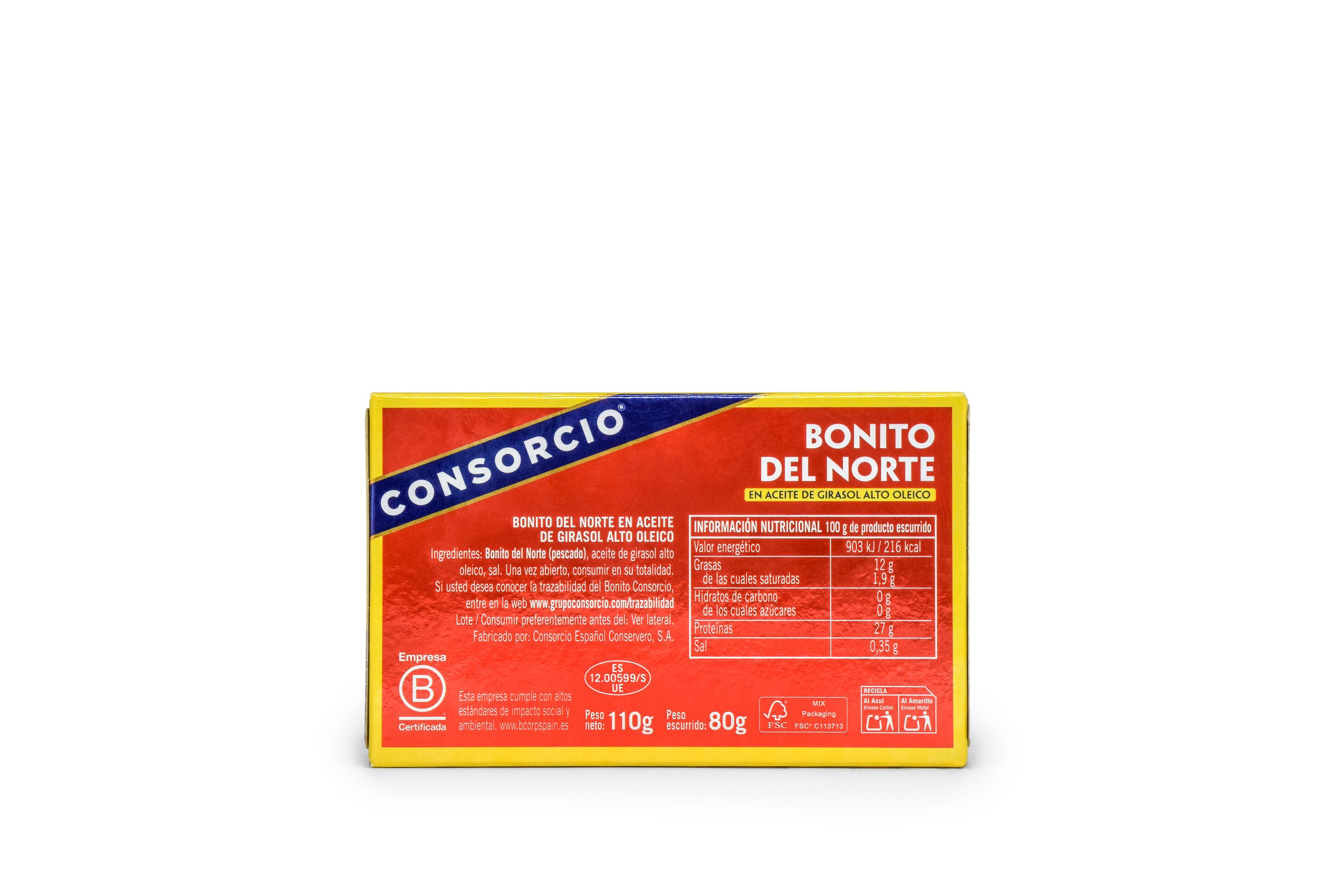 Bonito aceite girasol alto oleico Consorcio 80g escurr