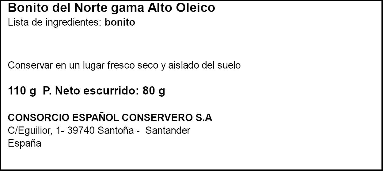 Bonito aceite girasol alto oleico Consorcio 80g escurr