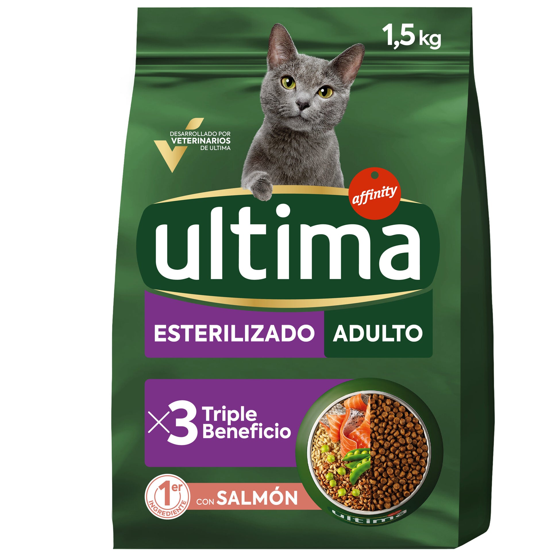 Comida seca gato salmón esterilizados saco Ultima affinity 1.5kg