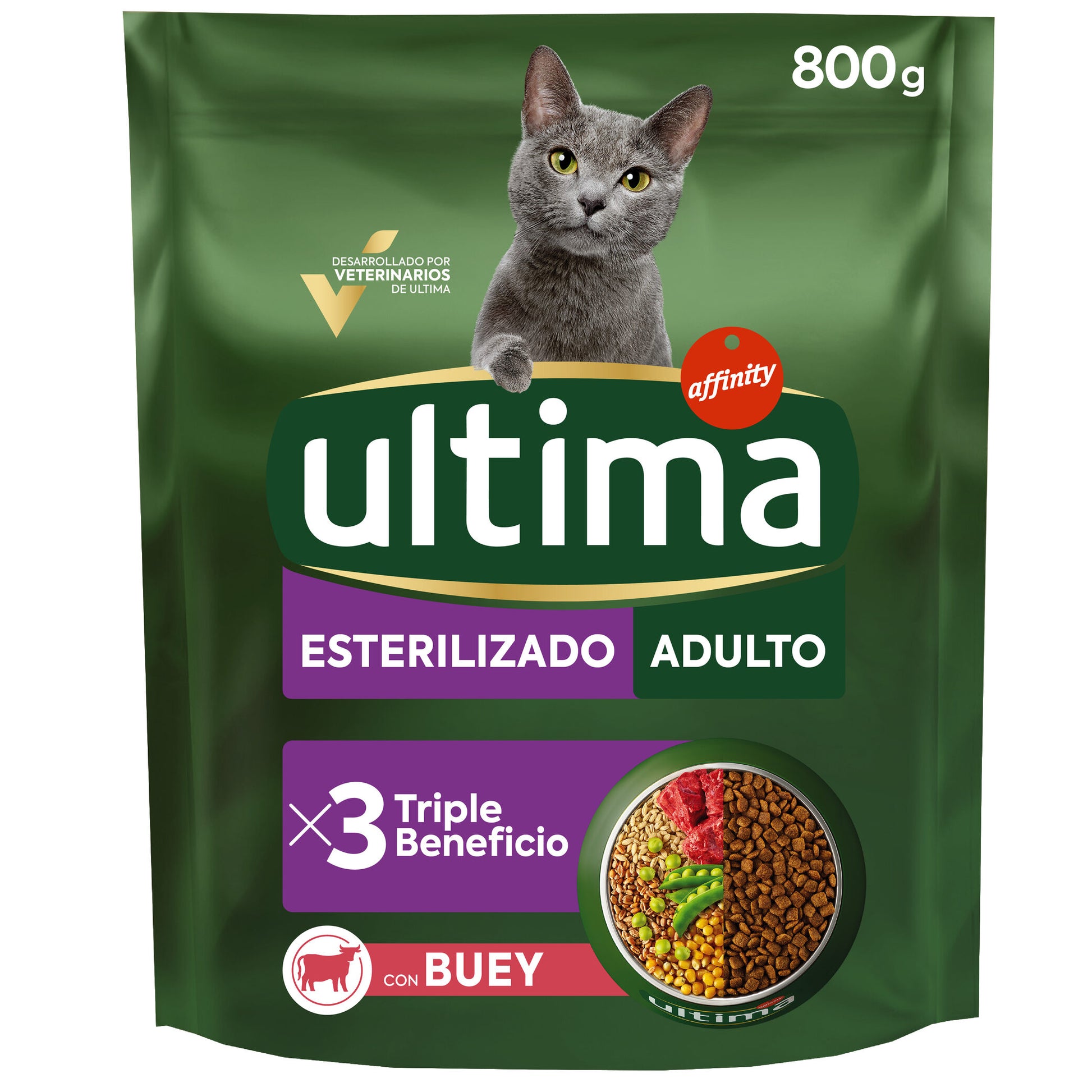 Comida seca gato esteril buey Ultima affinity 800g