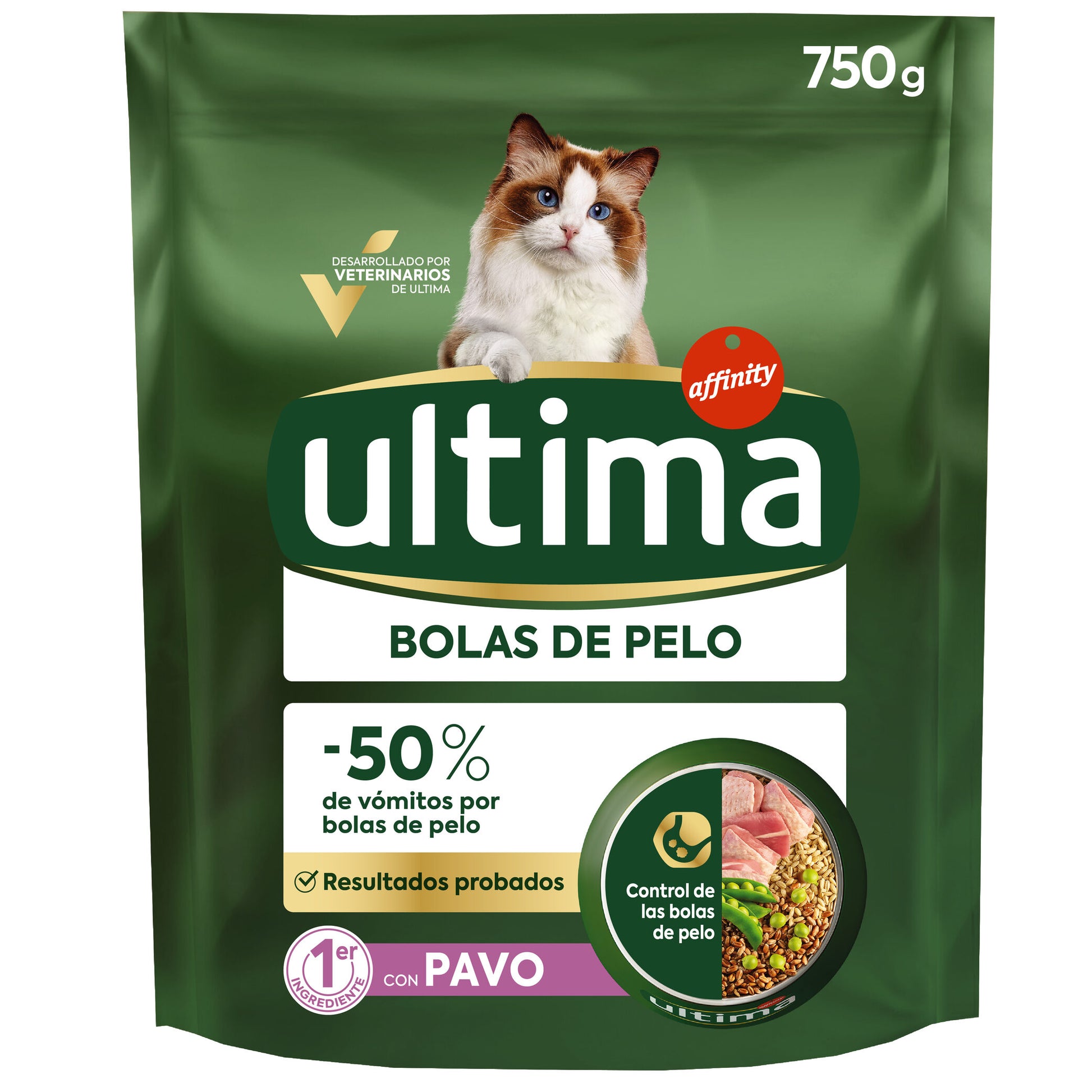 Comida seca gato control bolas pelo Ultima affinity 750g