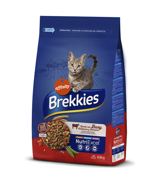 Comida seca gato receta con buey saco Brekkies 3.5kg La Despensa