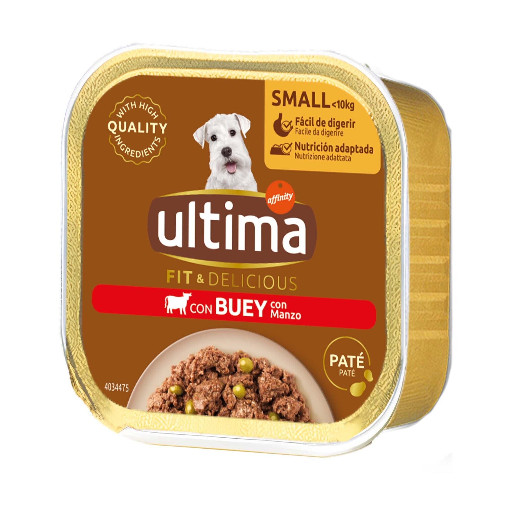 Comida humeda perro mini buey tarrina Ultima 150g