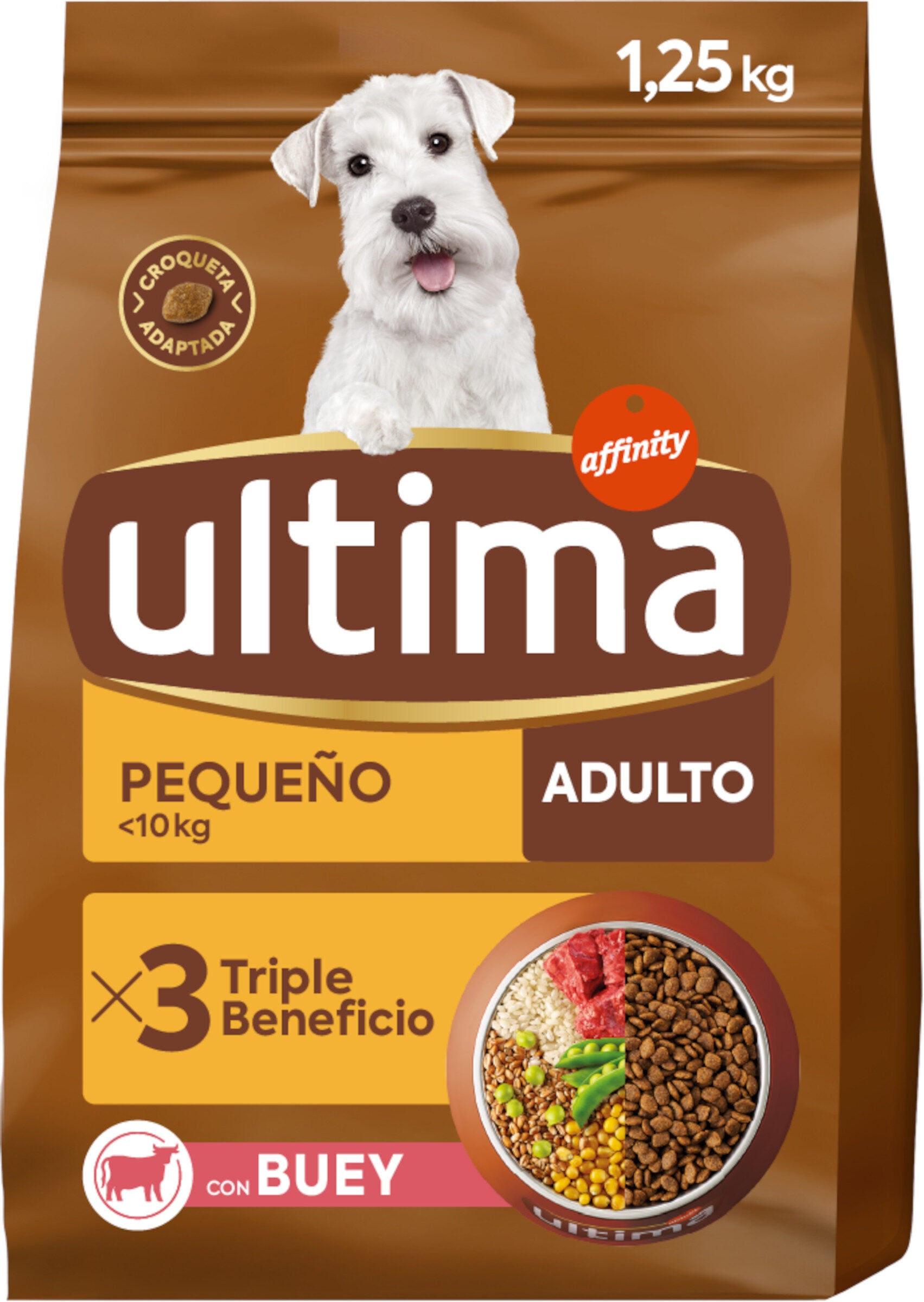 Comida seca perros buey mini adulto Ultima affinity 1.25 kg