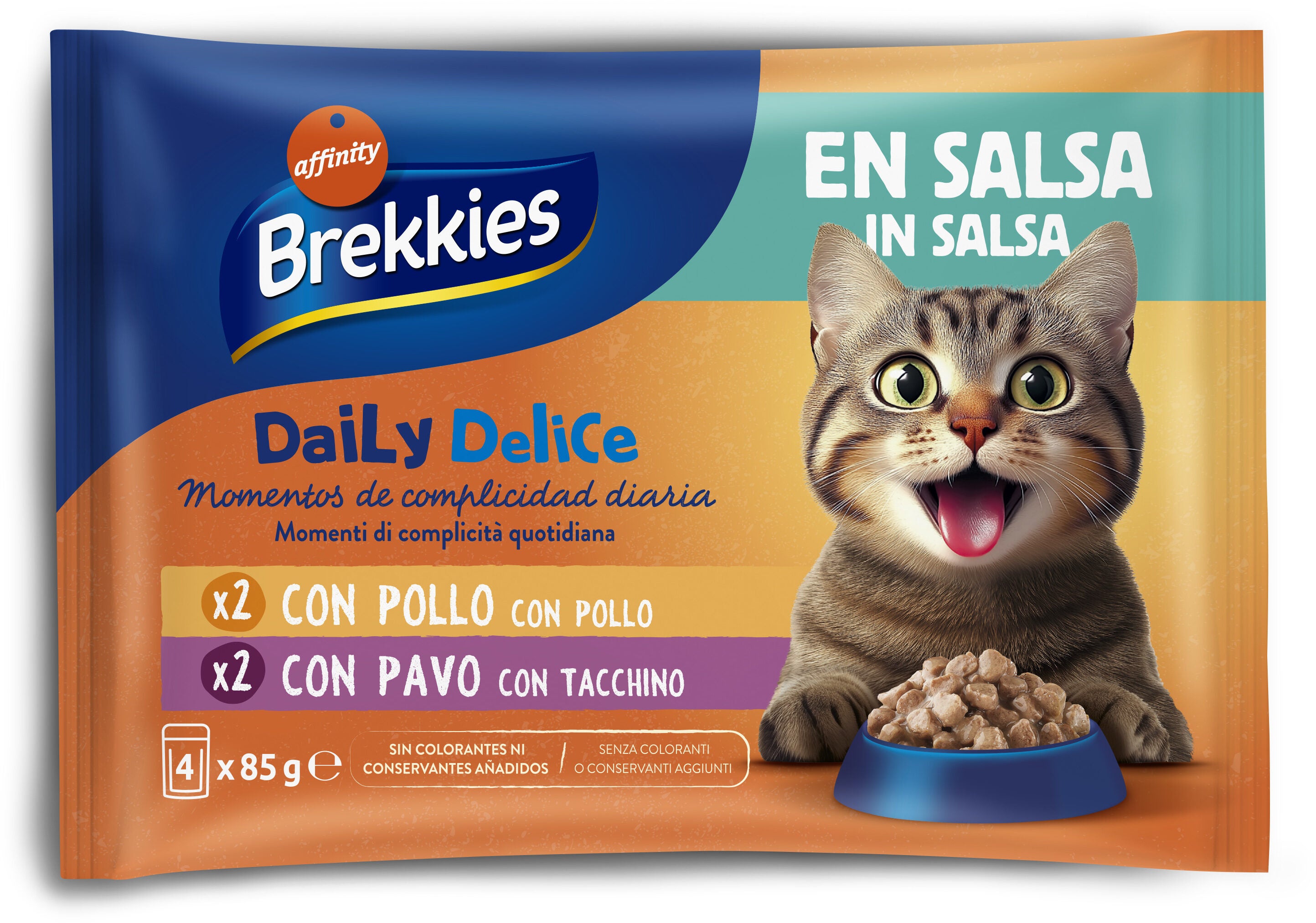 Comida húmeda gato pollo/pavo sobres Brekkies p4 85g/u