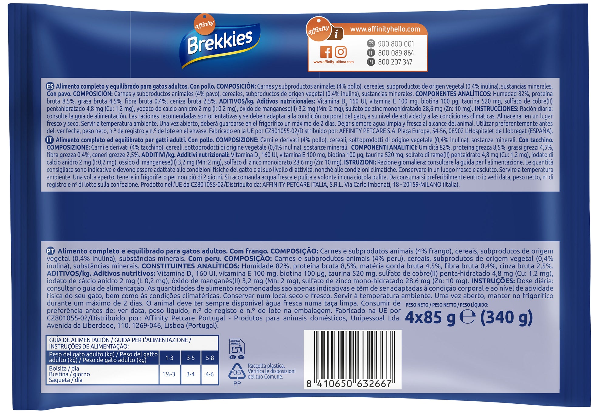 Comida húmeda gato pollo/pavo sobres Brekkies p4 85g/u
