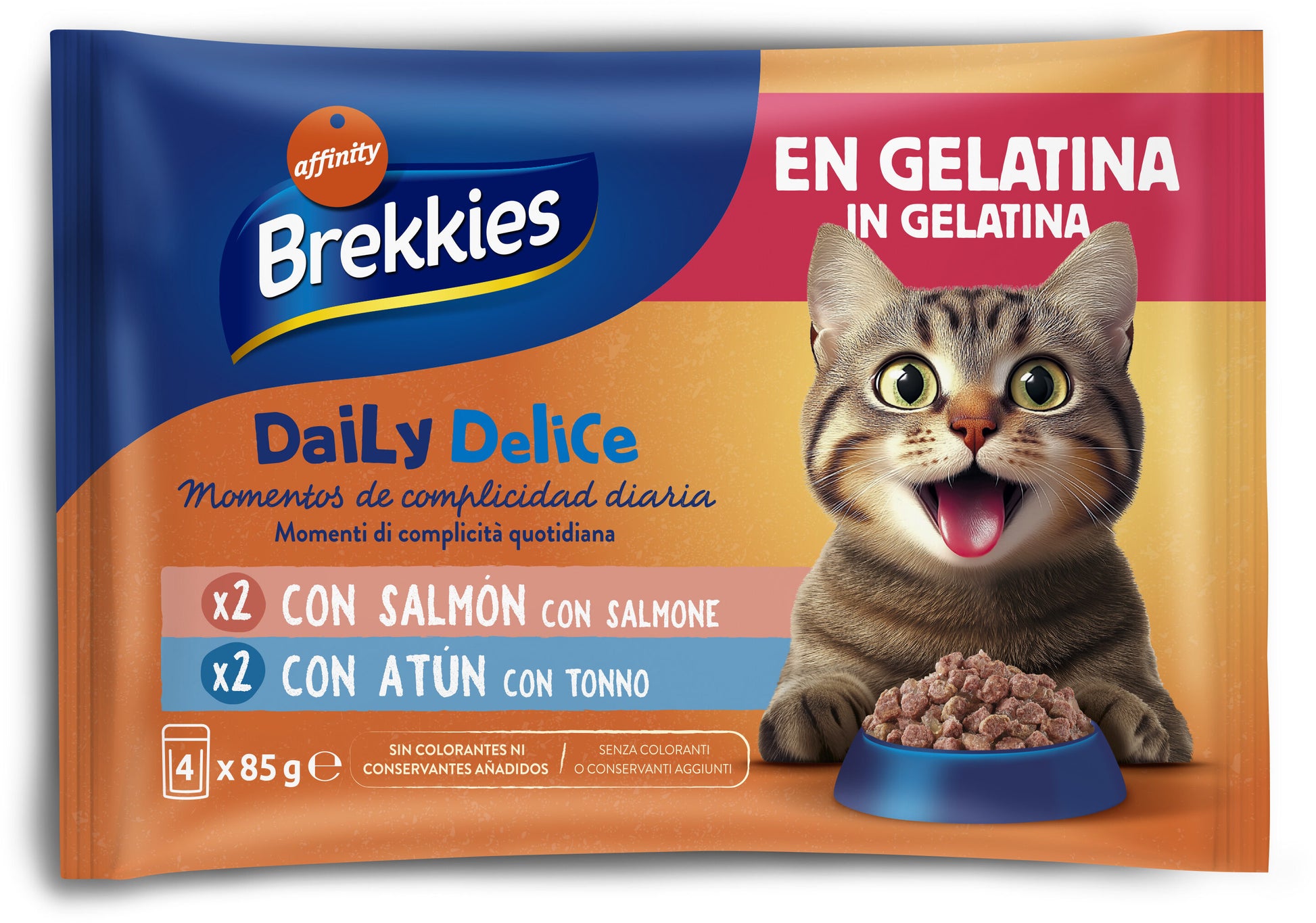 Comida húmeda gato salmón/atún sobres Brekkies p4 85g/u