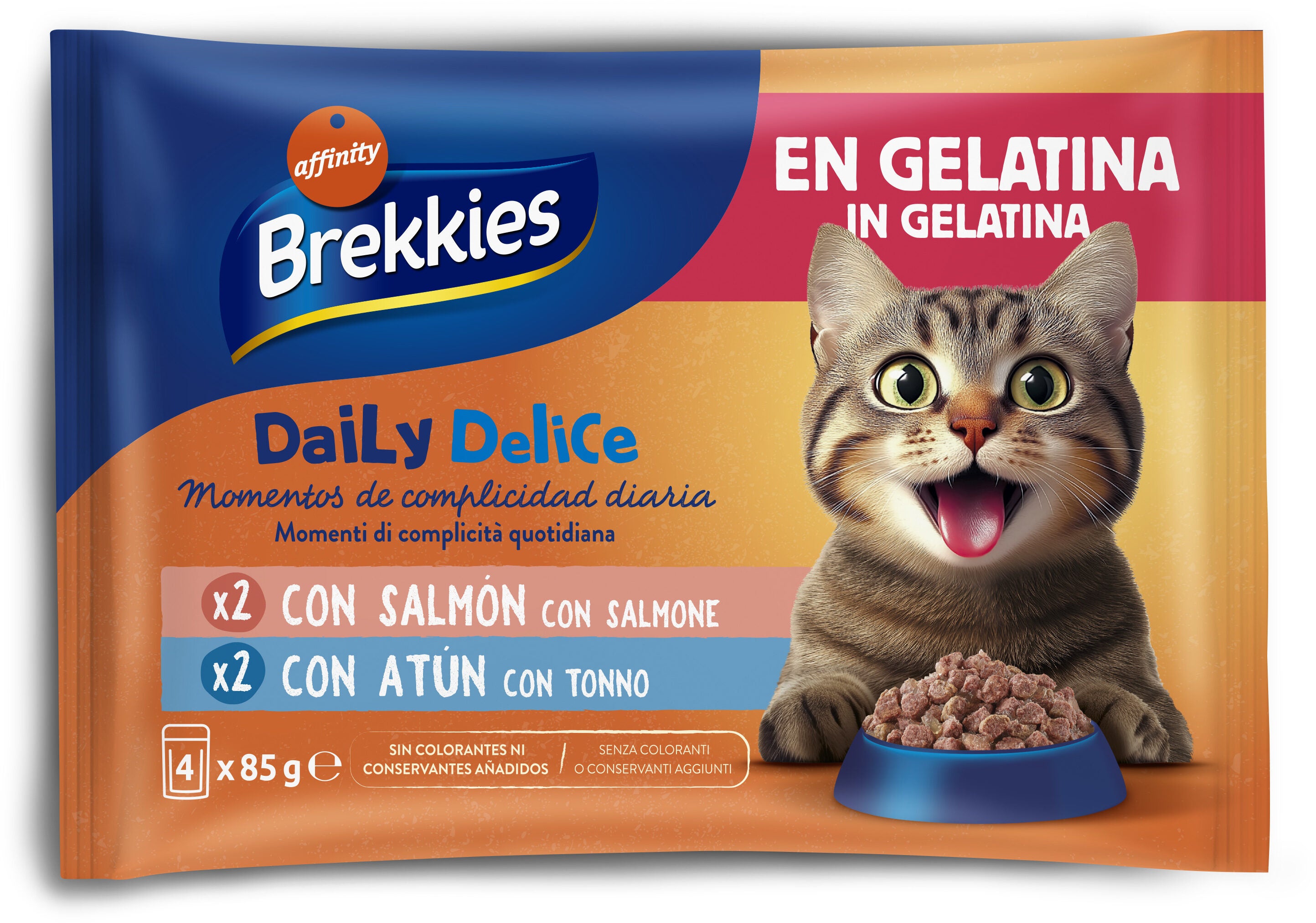 Comida húmeda gato salmón/atún sobres Brekkies p4 85g/u