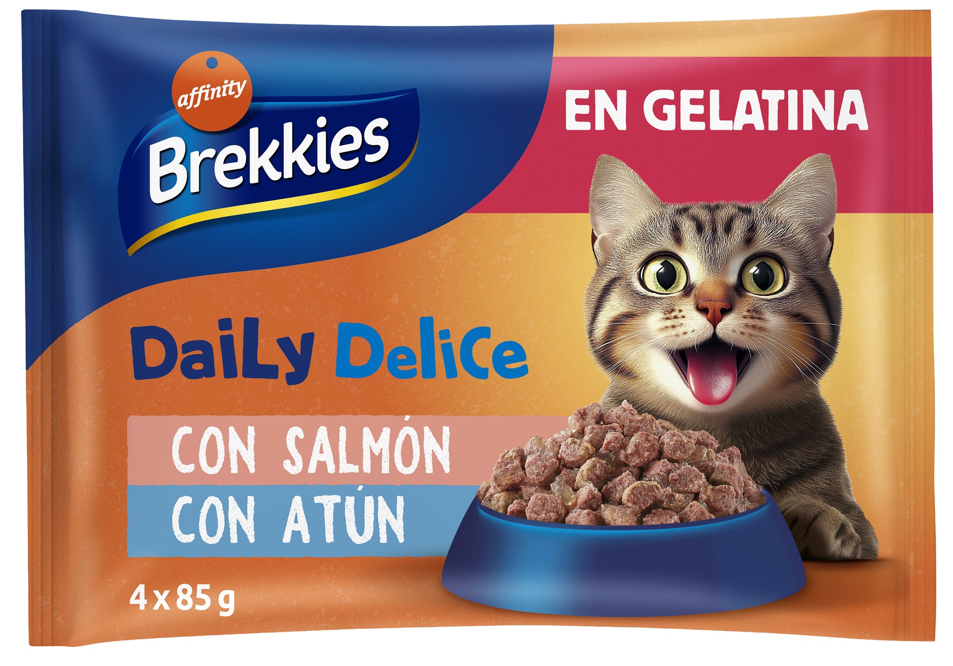 Comida húmeda gato salmón/atún sobres Brekkies p4 85g/u