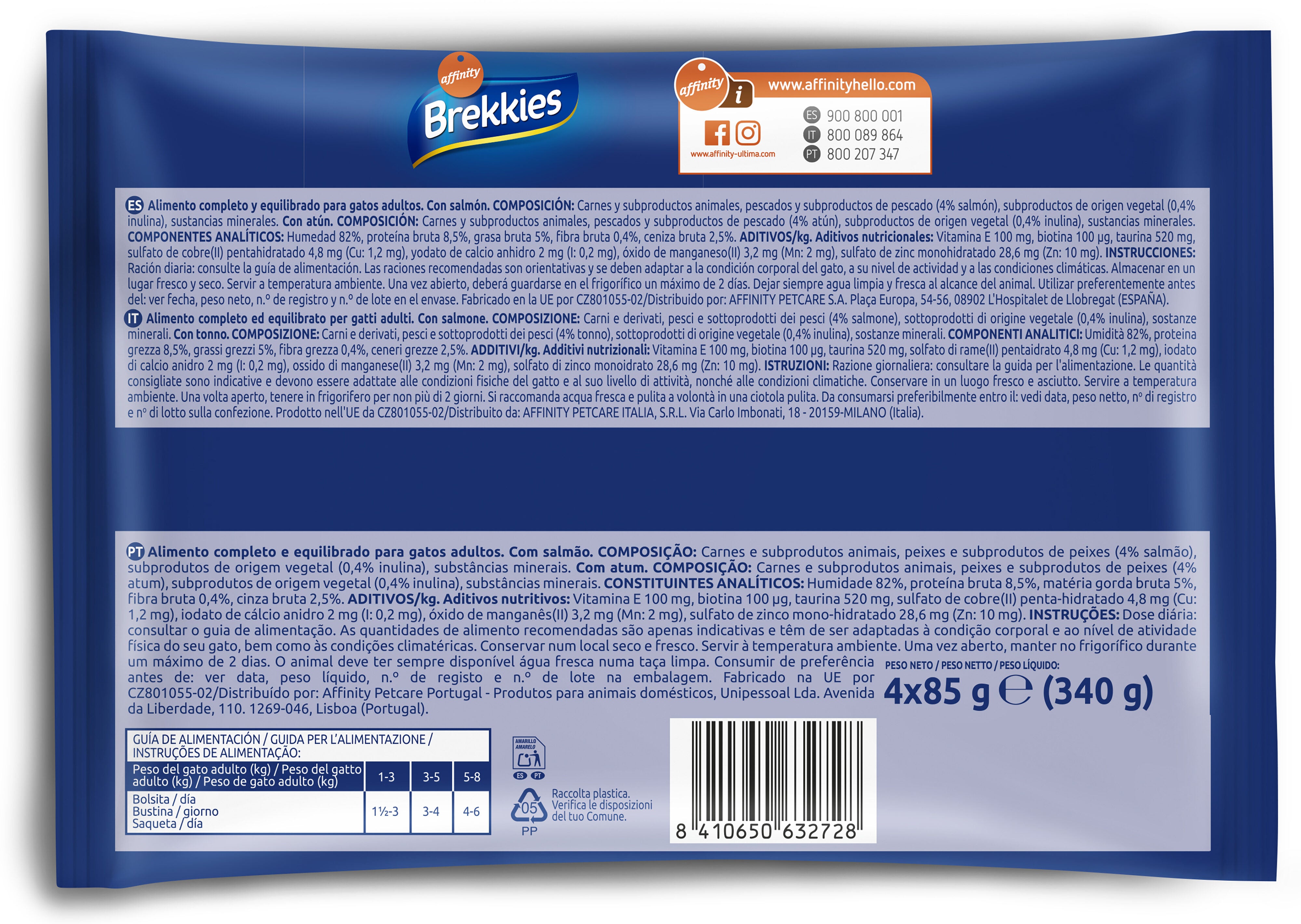Comida húmeda gato salmón/atún sobres Brekkies p4 85g/u