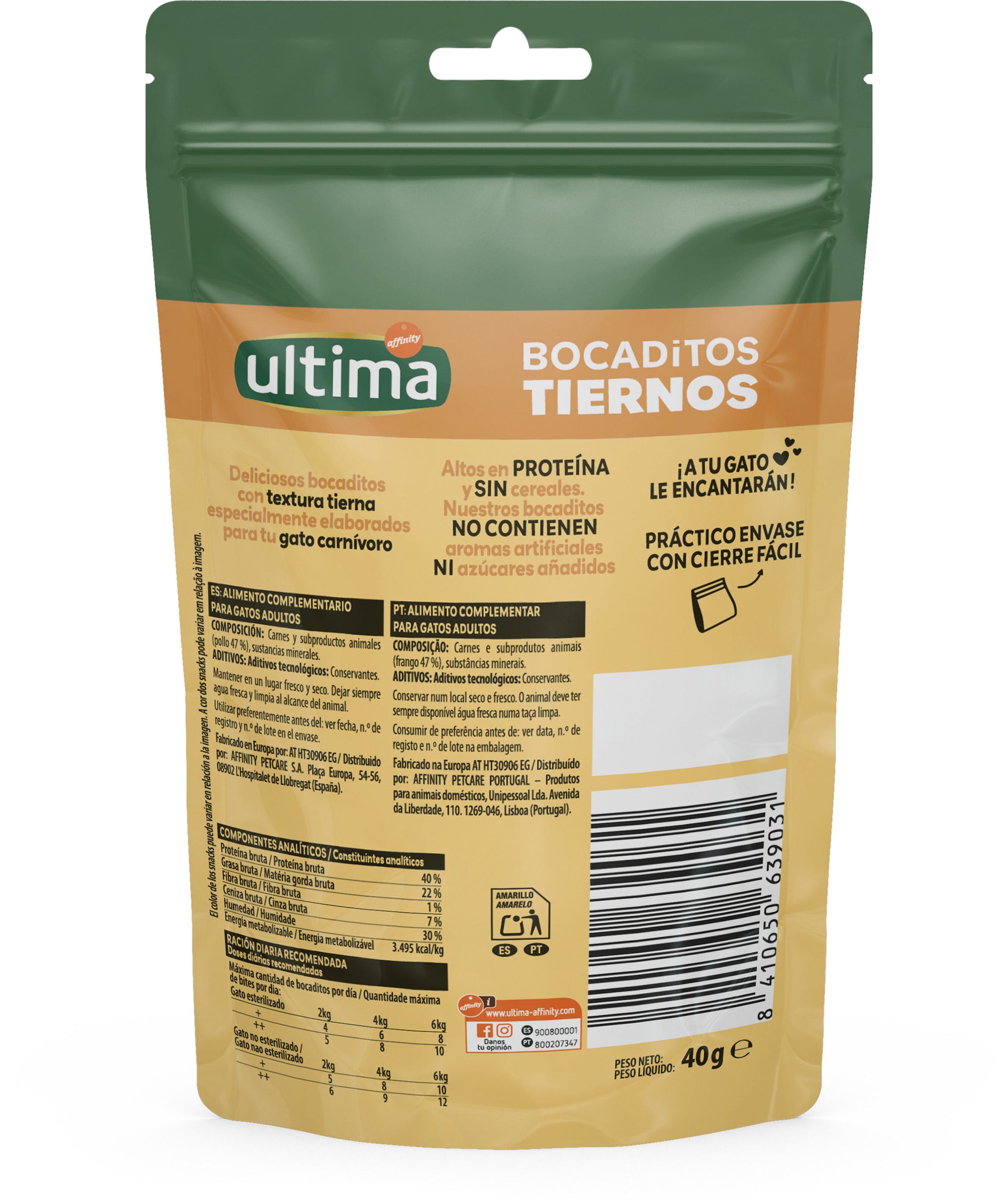 Snack gato bocadito tierno pollo Ultima 40g