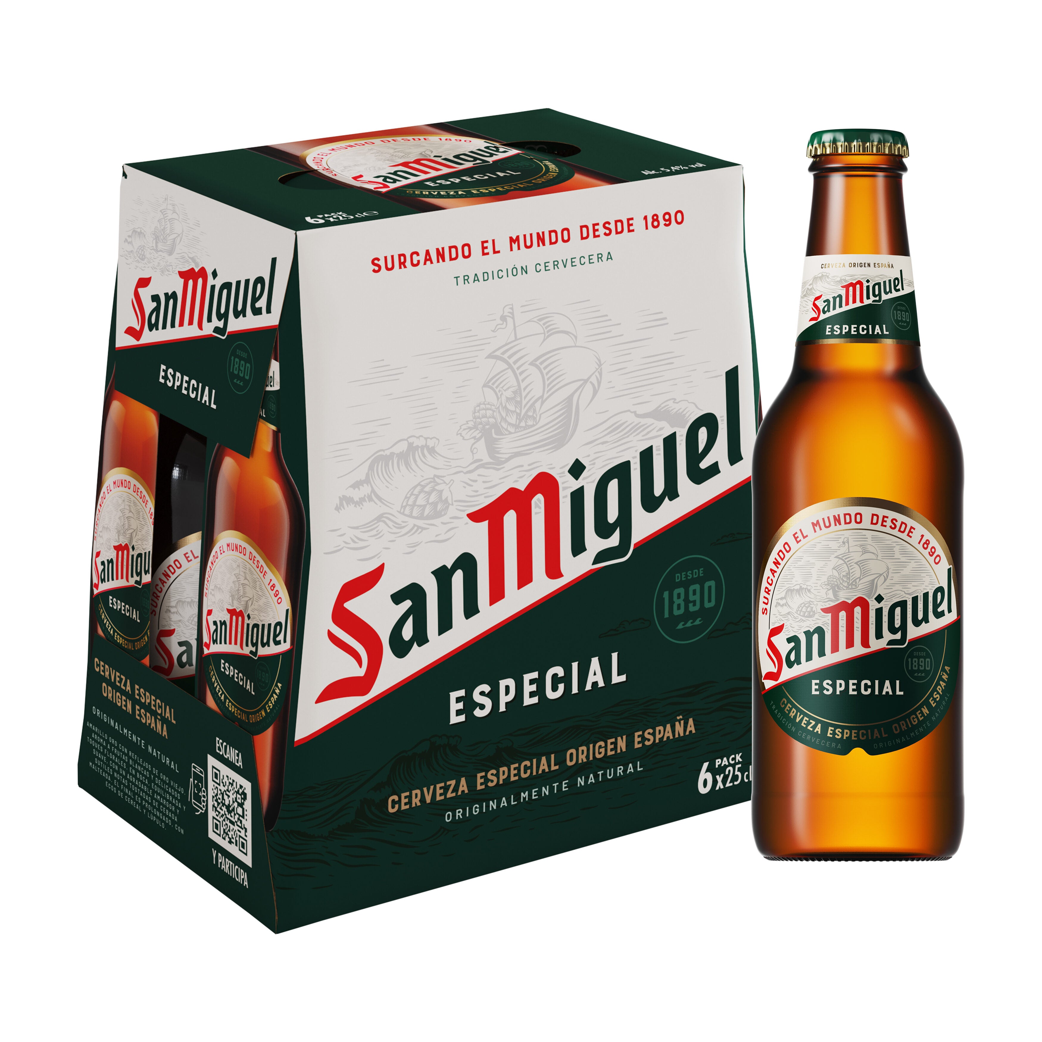Cerveza rubia cristal San miguel p6 250ml/u