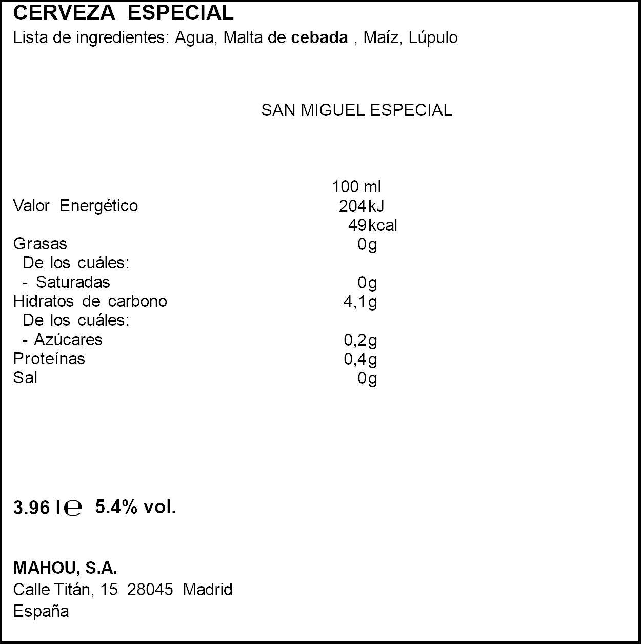 Cerveza rubia lata San miguel p12 330ml/u