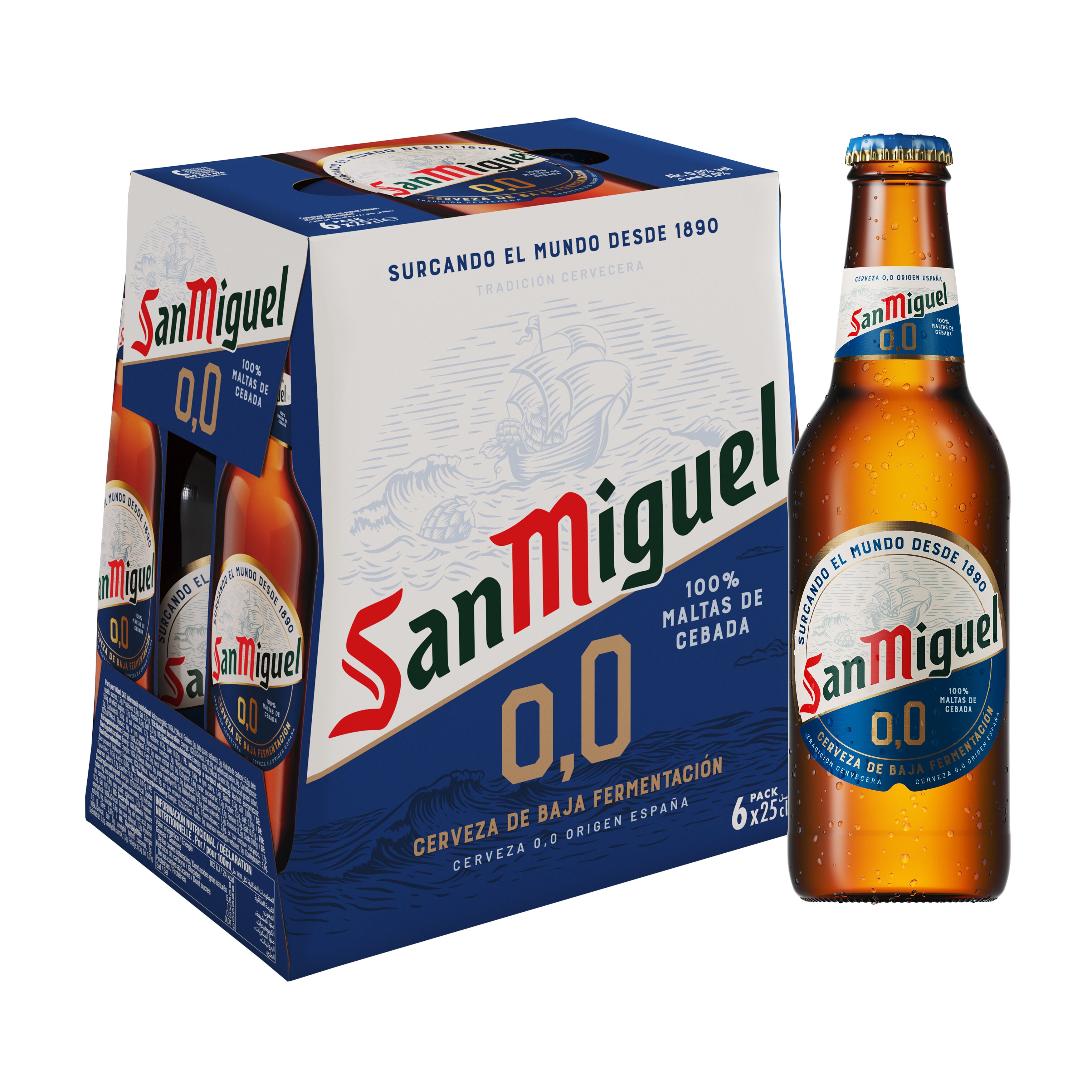 Cerveza s/alcohol cristal San miguel p6 250ml/u