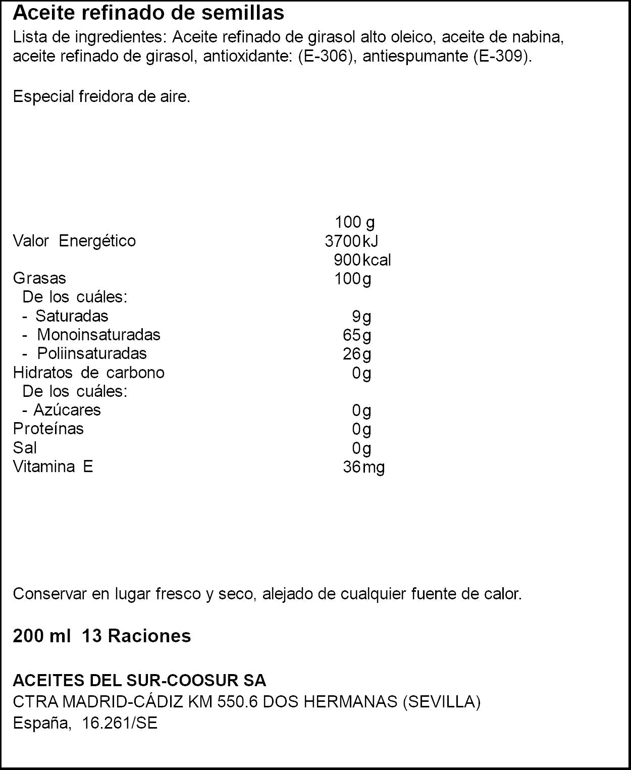 Aceite semillas spray freidora de aire la Española 200ml