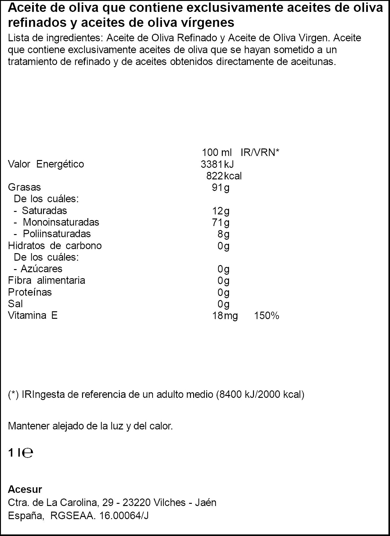 Aceite oliva suave 0.4º La española 1l