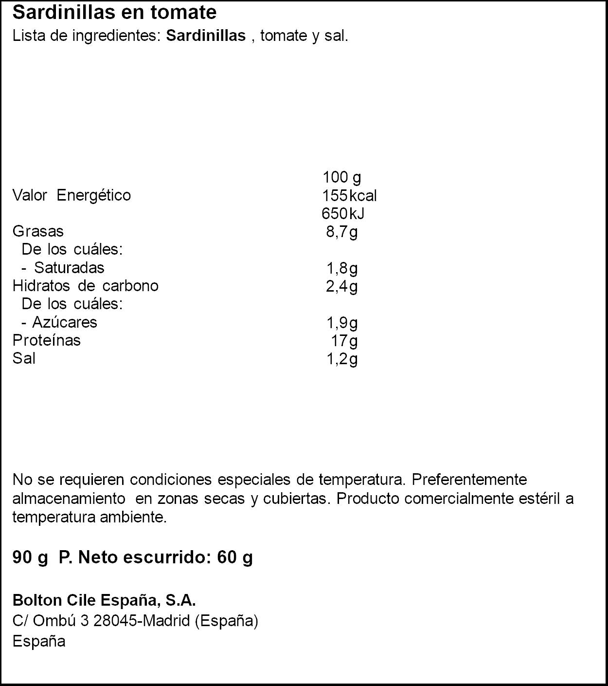 Sardinillas tomate rr-90 lata Cuca  80g escurr