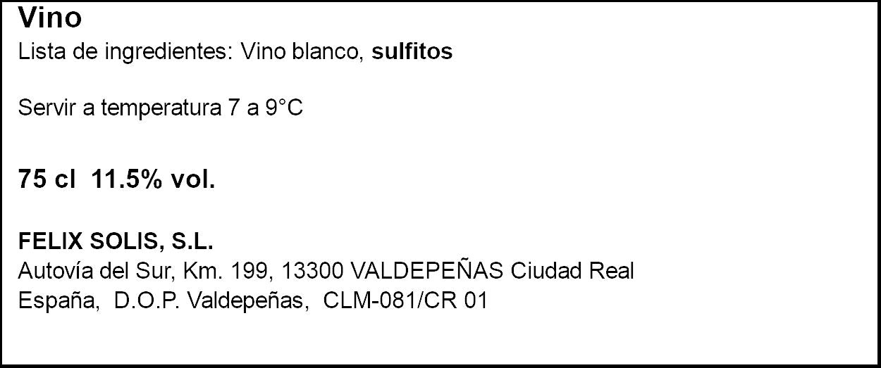 Vino blanco semi dulce afrutado Viña albali 750ml