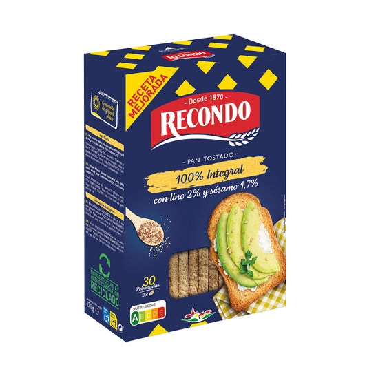 Pan tostado integral 100% Recondo 270g La Despensa