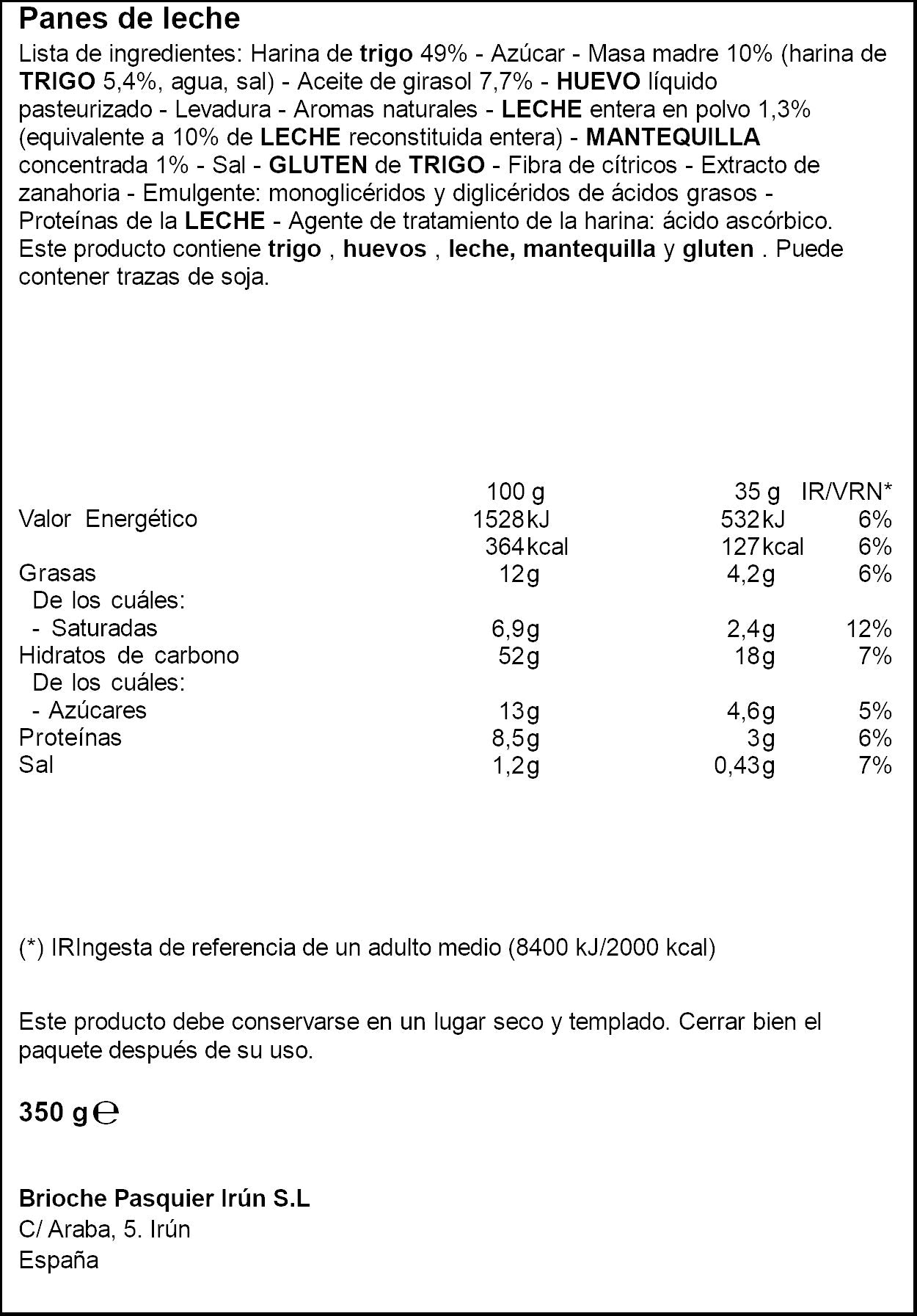 Pan de leche  Pasquier p10 350g